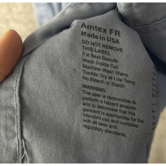 Tyndale FR Flame Resistant Shirt Mens Sz L Blue Pockets Workwear Utility USA - Picture 6 of 9